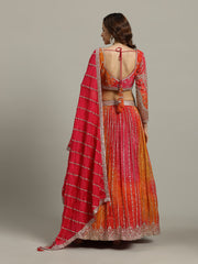 Bandhani Crepe Choli With Lehenga & Dupatta