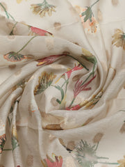 Embroidered Chanderi Unstitched Suit With Pant & Dupatta