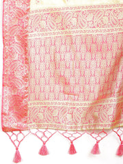 Plain Zari Border Banarasi Woven Saree