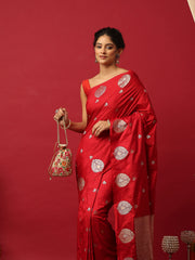 Woven Design Art Silk Red Saree