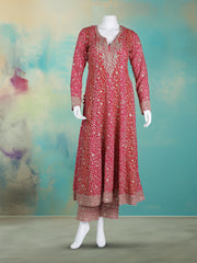 Embroidered Georgette Kurta With Pant & Dupatta