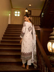 Neck Embroidery Muslin Kurta With Pants & Dupatta