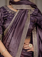 Sequence Embroidery Organza Saree