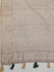 Printed Tussar Aqua Green Saree