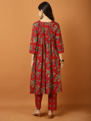 Printed Cotton Blend Kurta With Pants