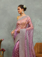 Zari Embroidered Organza Saree