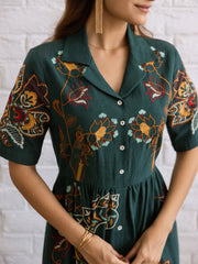 Resham Embroidered Cotton Blend Dress