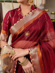 Woven Design Linen Saree
