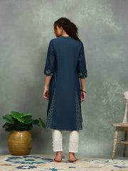 Printed Denim Kurta