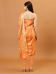 Woven Banarasi Chanderi Unstitched Suit With Dupatta