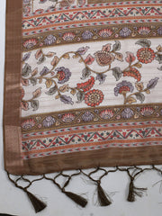 Printed Art Silk Beige Saree