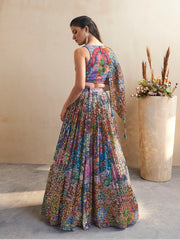 Sequin Embroidered Georgette Choli With Lehenga