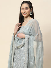 All Over Embroidered Organza Unstitched Suit Piece With Dupatta
