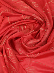 Embroidered Chanderi Rust Unstitched Suit With Pant & Dupatta