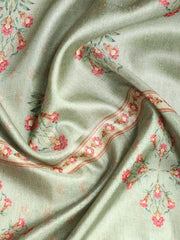 Embroidered Art Silk Unstitched Suit With Dupatta