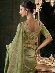 Woven Design & Embroidered Border Art Silk Saree