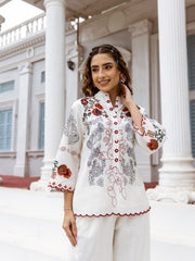 Embroidered Cotton Shirt With Pants