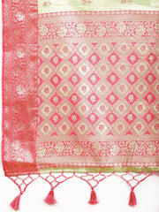 Plain Zari Border Banarasi Woven Saree