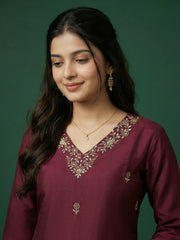 Printed Cotton Silk Kurta With Pant & Dupatta