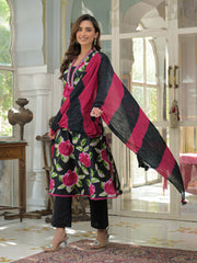 Printed Cotton Blend Kurta With Pant & Dupatta