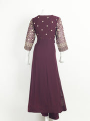 Sequins Embroidery Art Silk Kurta With Churidar And Dupatta