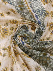 Printed Cotton Blend Unstitched Suit With Dupatta