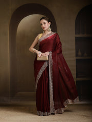 Stone Border Embellished Organza Saree