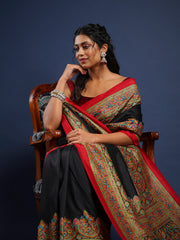 Digital Printed Art Silk Unstitched Suit With Pant & Dupatta