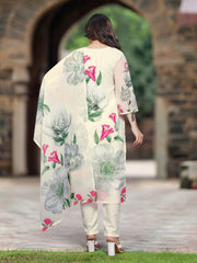 Printed Georgette Kurta With Pants & Dupatta