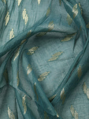 Embroidered Chanderi Unstitched Suit With Pant & Dupatta