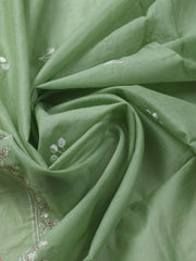 Embroidered Chanderi Unstitched Kurta With Pant & Dupatta