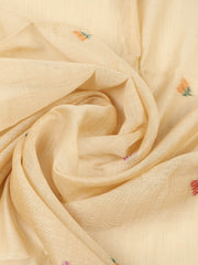 Embroidered Chanderi Unstitched Suit With Pant & Dupatta