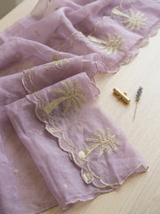 Embroidered Chanderi Unstitched Suit With Pant & Dupatta