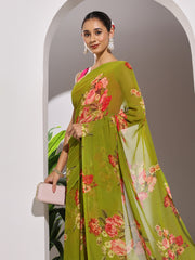 Floral Printed Georgette Saree