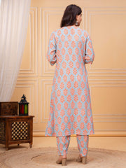 Printed Cotton Blend Kurta With Pant
