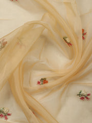 Embroidered Chanderi Unstitched Suit With Pant & Dupatta