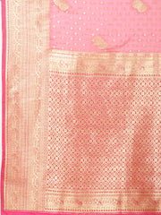 Zari Border Booti Woven Crepe Saree