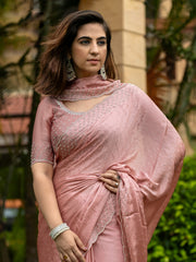 Embroidered Chinon Saree