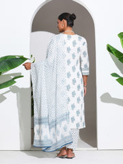 Printed Cotton Blend Kurta With Pant & Dupatta