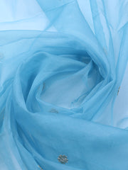 Neck Embroidered Organza Unstitched Suit With Dupatta