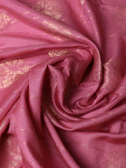 Embroidered Chanderi Dusty Pink Unstitched Suit With Pant & Dupatta