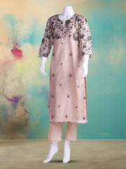 Embroidered Chanderi Kurta With Pant & Dupatta