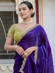 Embroidered Satin Saree