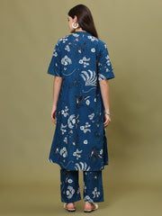 Digital Printed Cotton Blend Kurta With Pants
