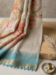 Embroidered Linen Blend Unstitched Suit With Pant & Dupatta