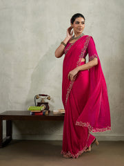 Embroidered Satin Saree