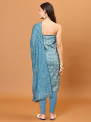 Neck Embroidery & Printed Cotton Blend Unstitched Suit Piece With Dupatta