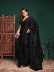Embroidered Satin Saree