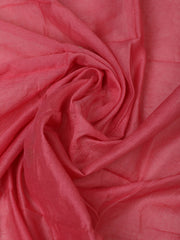 Embroidered Chanderi Cream-Pink Unstitched Suit With Pant & Dupatta