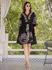 Resham Embroidered Cotton Blend Dress